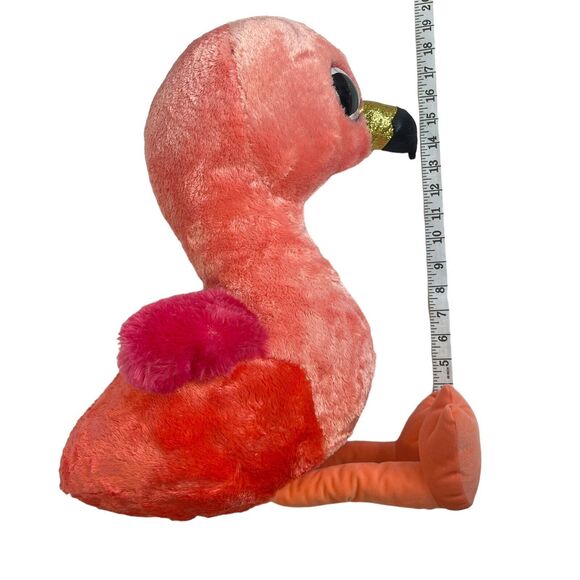 Ty Beanie Boo Gilda Pink Flamingo, Large Blue Eyes, TySilk Pink, 24"‎ Tall Baby - Picture 7 of 16